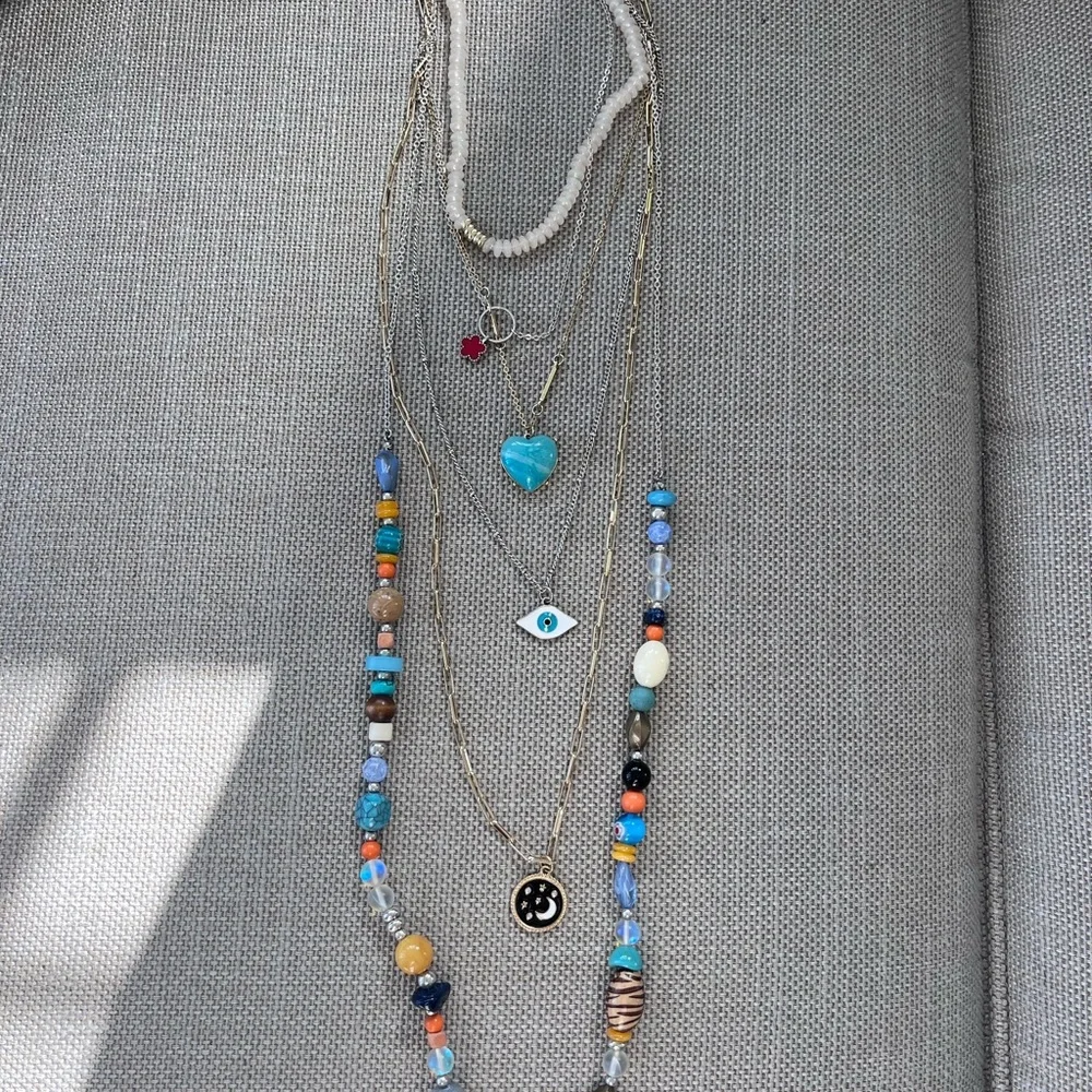 Free People multi strand Evil Eye Necklace featuring six necklaces in one! - Picture 7 of 10